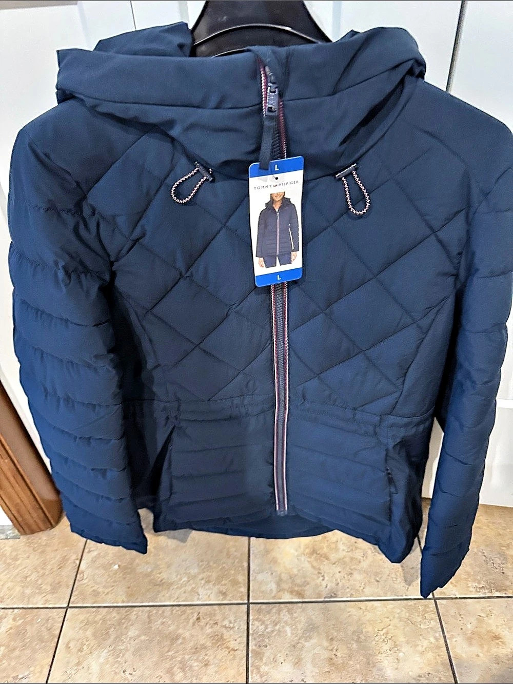 Tommy Hilfiger Quilted Hooded Puffer Jacket Blue Large